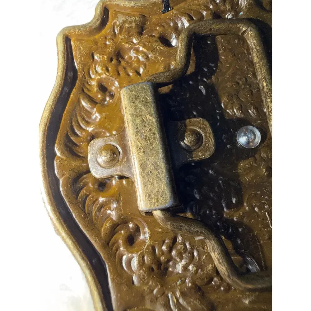 Western Longhorn Steer Skull Belt Buckle Faux Turquoise Antique Brass 3.8